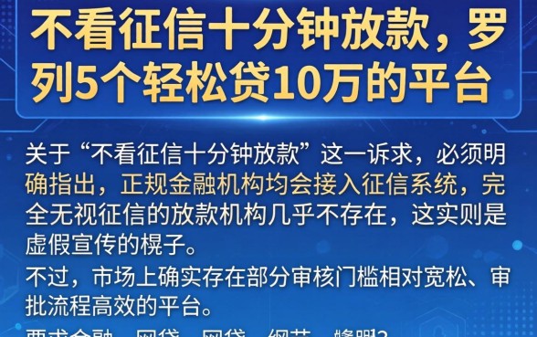 不看征信十分钟放款，罗列5个轻松贷10万的平台