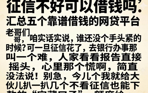 征信不好可以借钱吗，汇总五个靠谱借钱的网贷平台