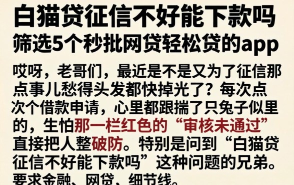 白猫贷征信不好能下款吗,筛选5个秒批网贷轻松贷的app