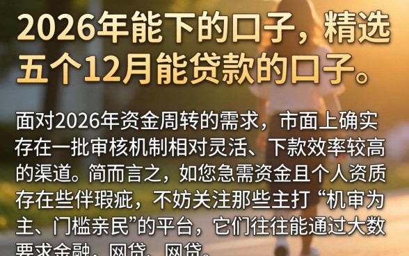 2026年能下的口子,精选五个12月能贷款的口子