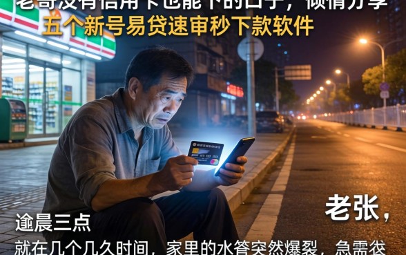 老哥没有信用卡也能下的口子，倾情分享五个新号易贷速审秒下款软件