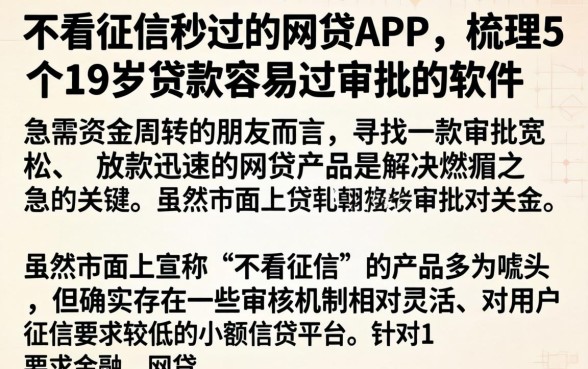 不看征信秒过的网贷App,梳理5个19岁贷款容易过审批的软件