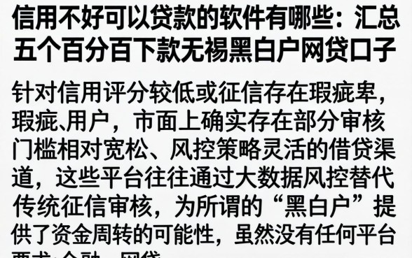 信用不好可以贷款的软件有哪些，汇总五个百分百下款无视黑白户网贷口子