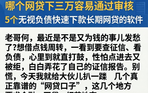 哪个网贷下三万容易通过审核,详细阐述5个无视负债快速下款长期网贷的软件