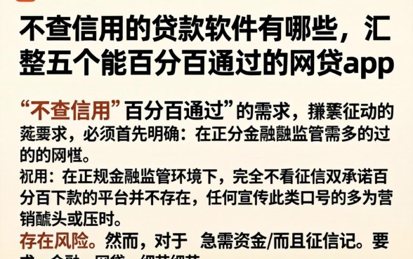 不查信用的贷款软件有哪些，汇整五个能百分百通过的网贷app