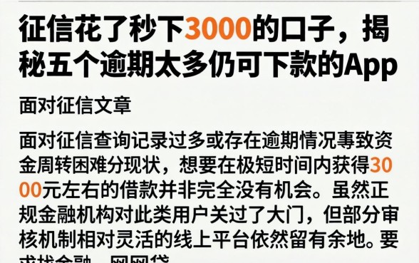 征信花了秒下3000的口子，揭秘五个逾期太多仍可下款的app