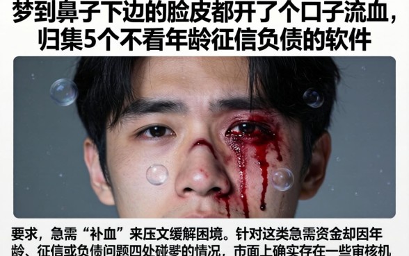 梦到鼻子下边的脸皮都开了个口子流血，归集5个不看年龄征信负债的软件