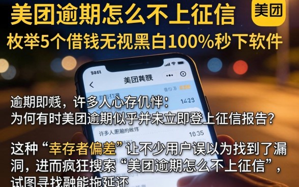 美团逾期怎么不上征信，枚举5个借钱无视黑白100%秒下软件
