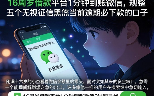 16周岁借款平台1分钟到账微信，规整五个无视征信黑户当前逾期必下款的口子
