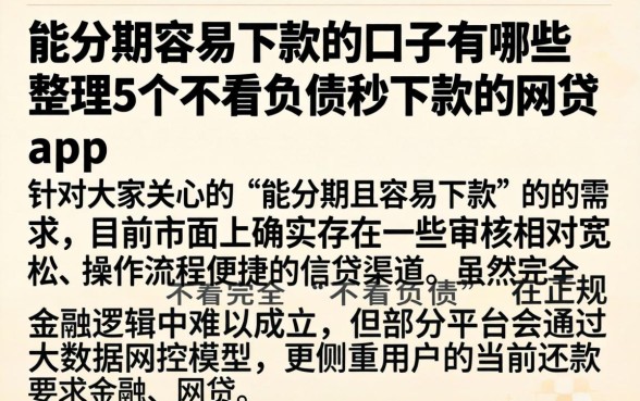 能分期容易下款的口子有哪些，整理5个不看负债秒下款的网贷app