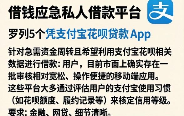 借钱应急私人借款平台，罗列5个凭支付宝花呗贷款的app