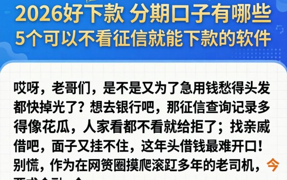 2026好下款的分期口子有哪些，概括5个可以不看征信就能下款的软件