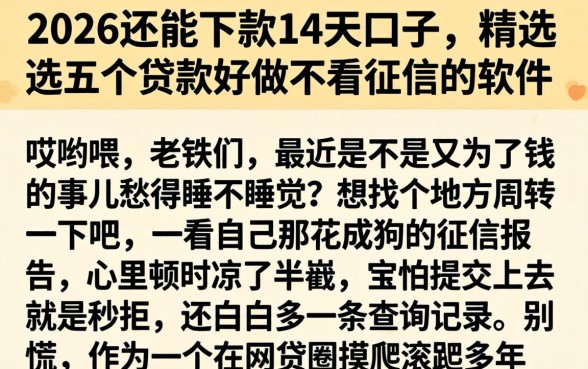 2026还能下款的14天口子，精选五个贷款好做不看征信的软件