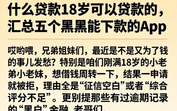 什么贷款18岁可以贷款的，汇总五个黑户能下款的app