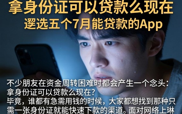 拿身份证可以贷款么现在，遴选五个7月能贷款的app