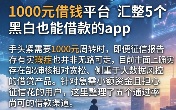 1000元借钱平台,汇整5个黑户也能借款的app
