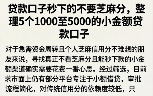 贷款口子秒下的不要芝麻分,整理5个1000至5000的小额贷款口子