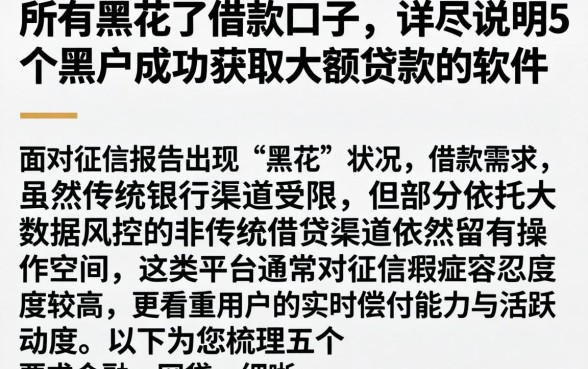所有黑花了借款口子,详尽说明5个黑户成功获取大额贷款的软件