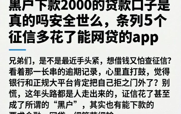 黑户下款2000的贷款口子是真的吗安全吗，条列5个征信花了能网贷的app
