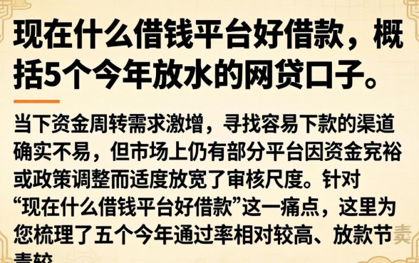 现在什么借钱平台好借款，概括5个今年放水的网贷口子