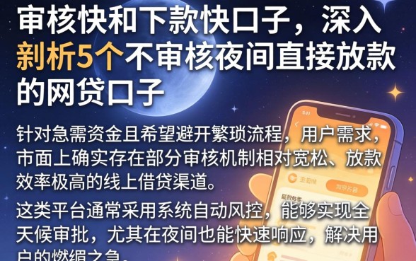 审核快和下款快的口子，深入剖析5个不审核夜间直接放款的网贷口子