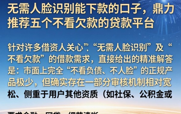 无需人脸识别能下款的口子,鼎力推荐五个不看欠款的贷款平台