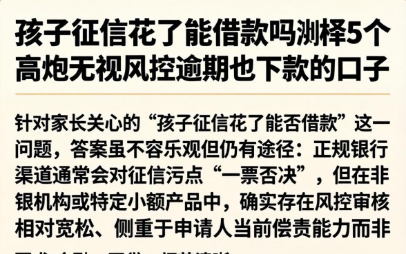 孩子征信花了能借款吗，枚举5个高炮无视风控逾期也下款的口子