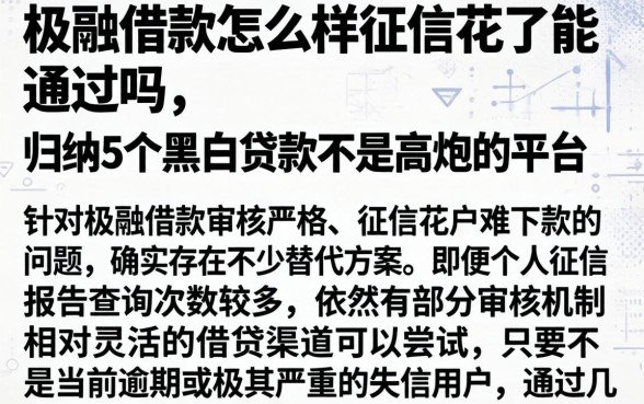极融借款怎么样征信花了能通过吗，归纳5个黑白贷款不是高炮的平台