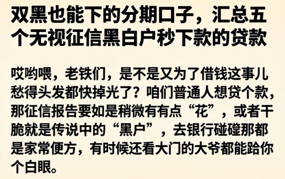 双黑也能下的分期口子,汇总五个无视征信黑白户秒下款的贷款
