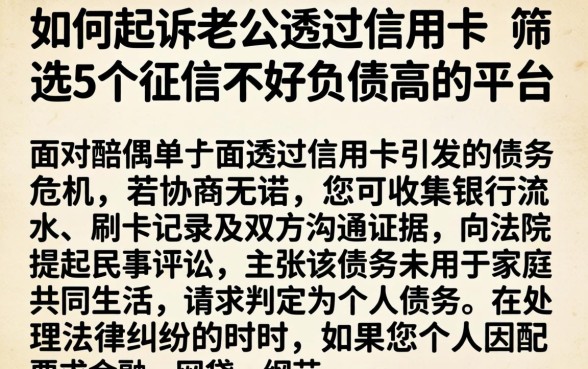 如何起诉老公透支信用卡,筛选5个征信不好负债高的平台