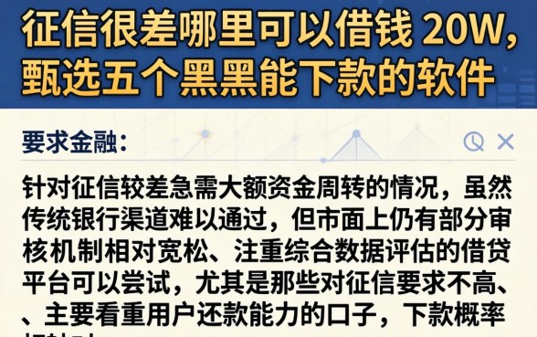 征信很差哪里可以借钱 20w，甄选五个黑户能下款的软件