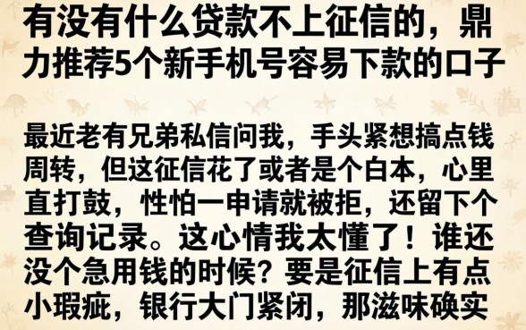 有没有什么贷款不上征信的,鼎力推荐5个新手机号容易下款的口子