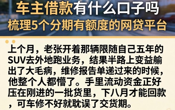 车主借款有什么口子吗，梳理5个分期有额度的网贷平台