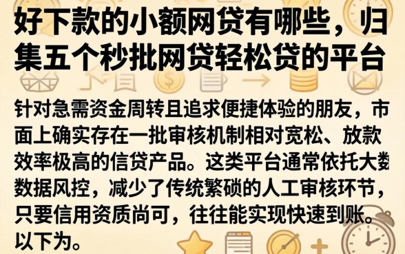 好下款的小额网贷有哪些，归集五个秒批网贷轻松贷的平台