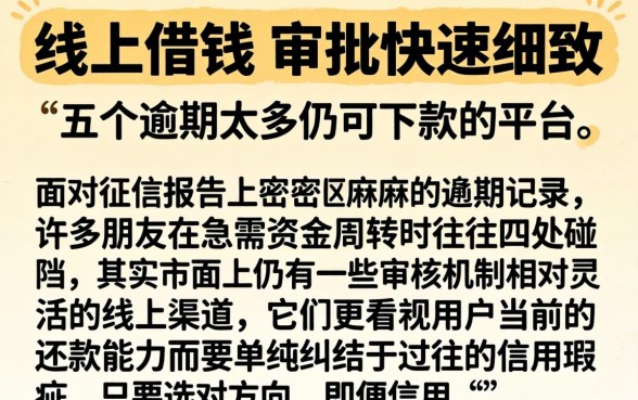 线上借钱 审批快速，细致阐述五个逾期太多仍可下款的平台