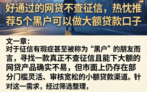 好通过的网贷不查征信，热忱推荐5个黑户可以做大额贷款口子