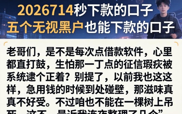 2026714秒下款的口子，概括五个无视黑户也能下款的口子