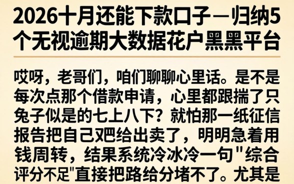2026十月还能下款的口子，归纳5个无视逾期大数据花户黑户平台