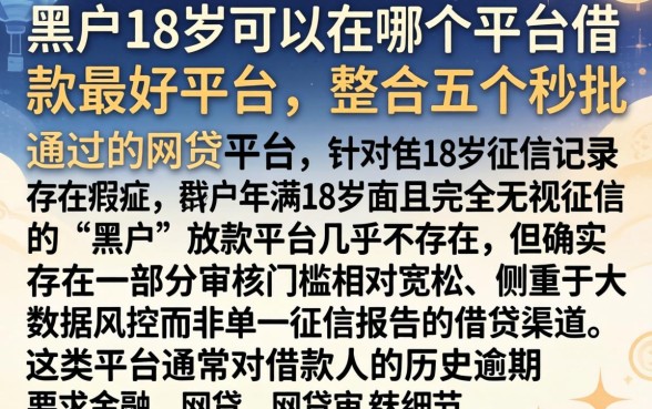 黑户18岁可以在哪个平台借款最好平台，整合五个秒批通过的网贷平台