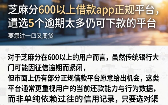 芝麻分600以上借款app正规平台，遴选5个逾期太多仍可下款的平台
