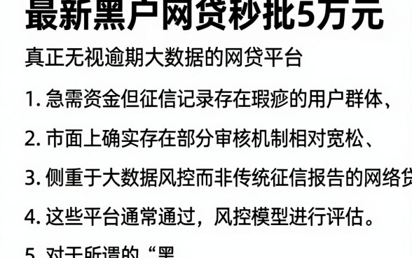 最新黑户网贷秒批5万元,细致阐述五个真正无视逾期大数据的网贷平台