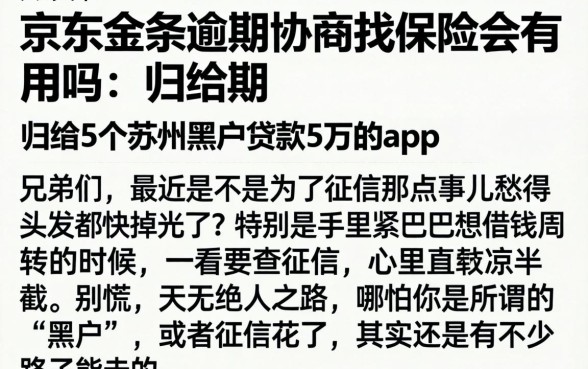 京东金条逾期协商找保监会有用吗，归纳5个苏州黑户贷款5万的app