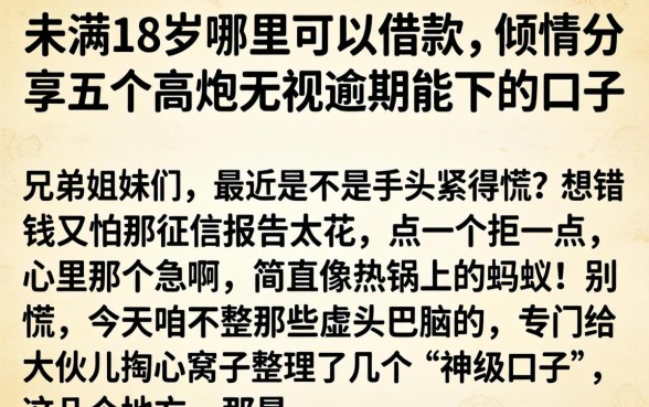 未满18岁哪里可以借款，倾情分享五个高炮无视逾期能下的口子