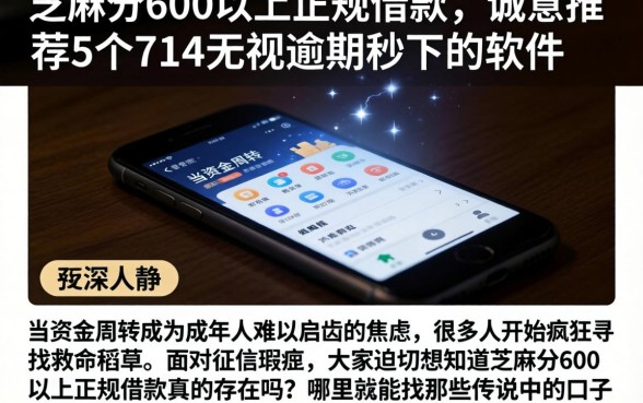 芝麻分600以上正规借款，诚意推荐5个714无视逾期秒下的软件