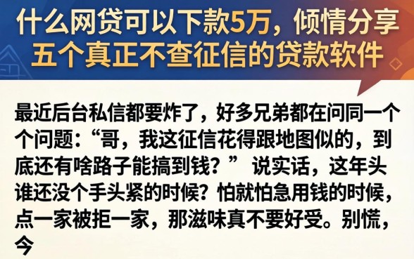 什么网贷可以下款5万，倾情分享五个真正不查征信的贷款软件