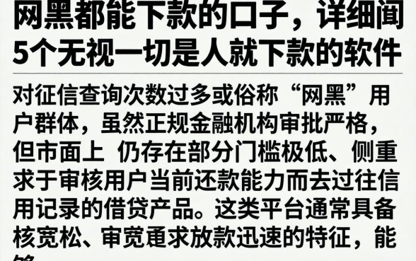 网黑都能下款的口子,详细阐述5个无视一切是人就下款的软件