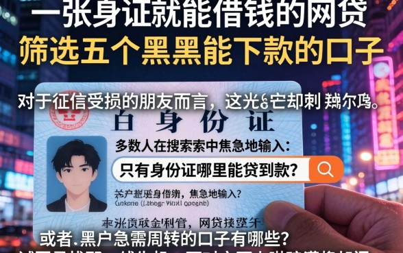 一张身份证就能借钱的网贷，筛选五个黑户能下款的口子