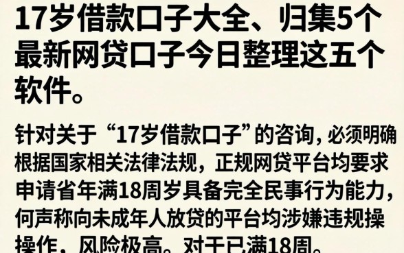 17岁借款口子大全，归集5个最新网贷口子今日整理这五个软件