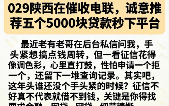 029陕西的催收电联，诚意推荐五个5000块贷款秒下平台