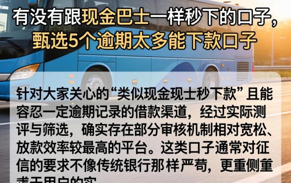 有没有跟现金巴士一样秒下的口子，甄选5个逾期太多能下款口子